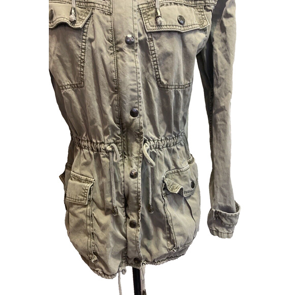 Aritzia Talula Jacket Womens Small Khaki Hooded Military Utility Cargo Coat - Picture 9 of 16